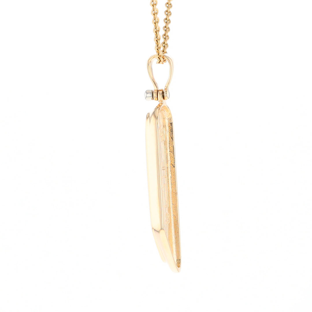 Gold Quartz Long Geometric Inlaid Pendant