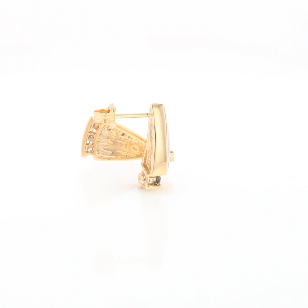 G1 Gold Quartz Earrings Triangle Shape Inlaid Design with .12ctw Diamonds