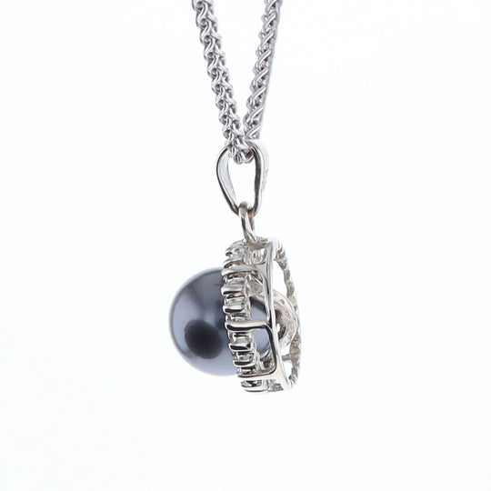 Gray Pearl Halo Pendant