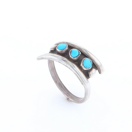 Round Turquoise Row Bypass Ring