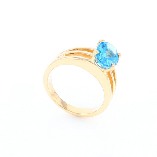 Split Shank Oval Blue Topaz Ring