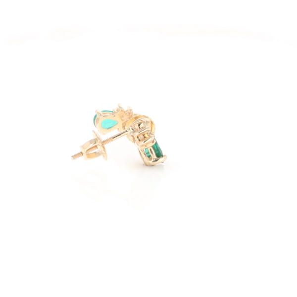 Synthetic Emerald Pear Shaped Earrings with Diamond Accents