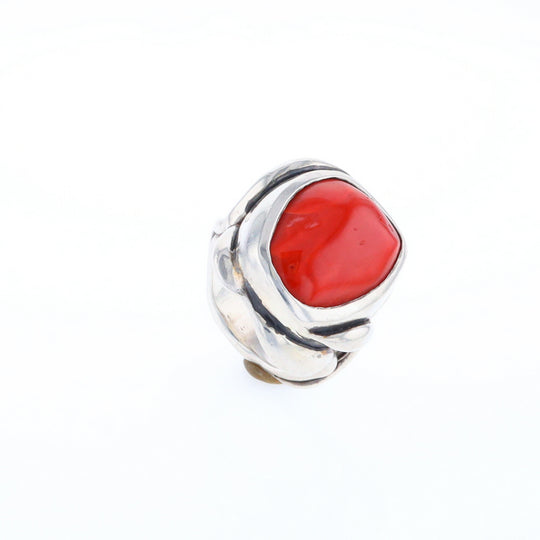 Native Oval Coral Free Form Ring