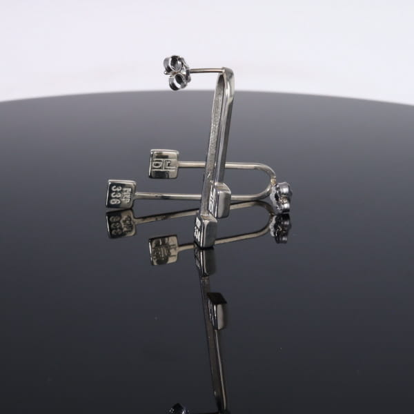 Opal Earrings Curved Bar Double Square Inlaid Ends Design Studs