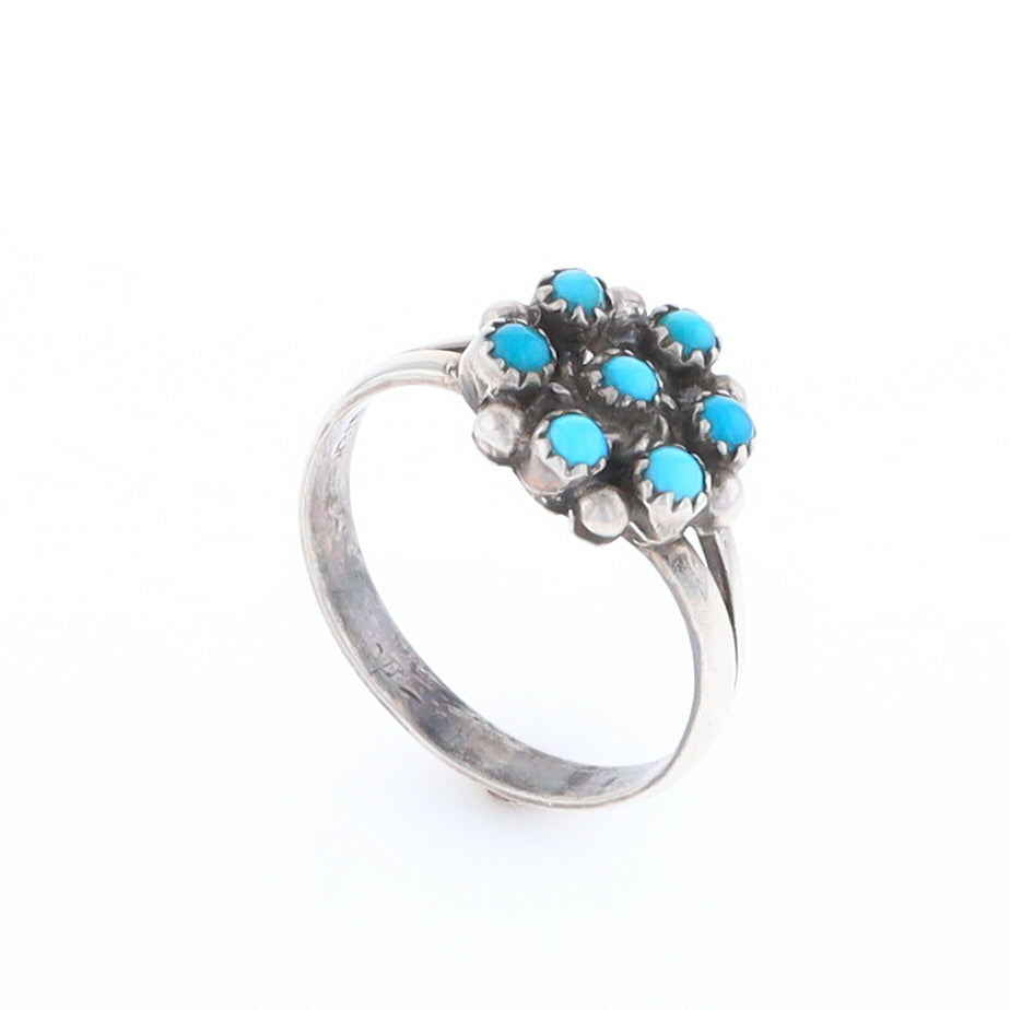 Round Turquoise Cluster Ring