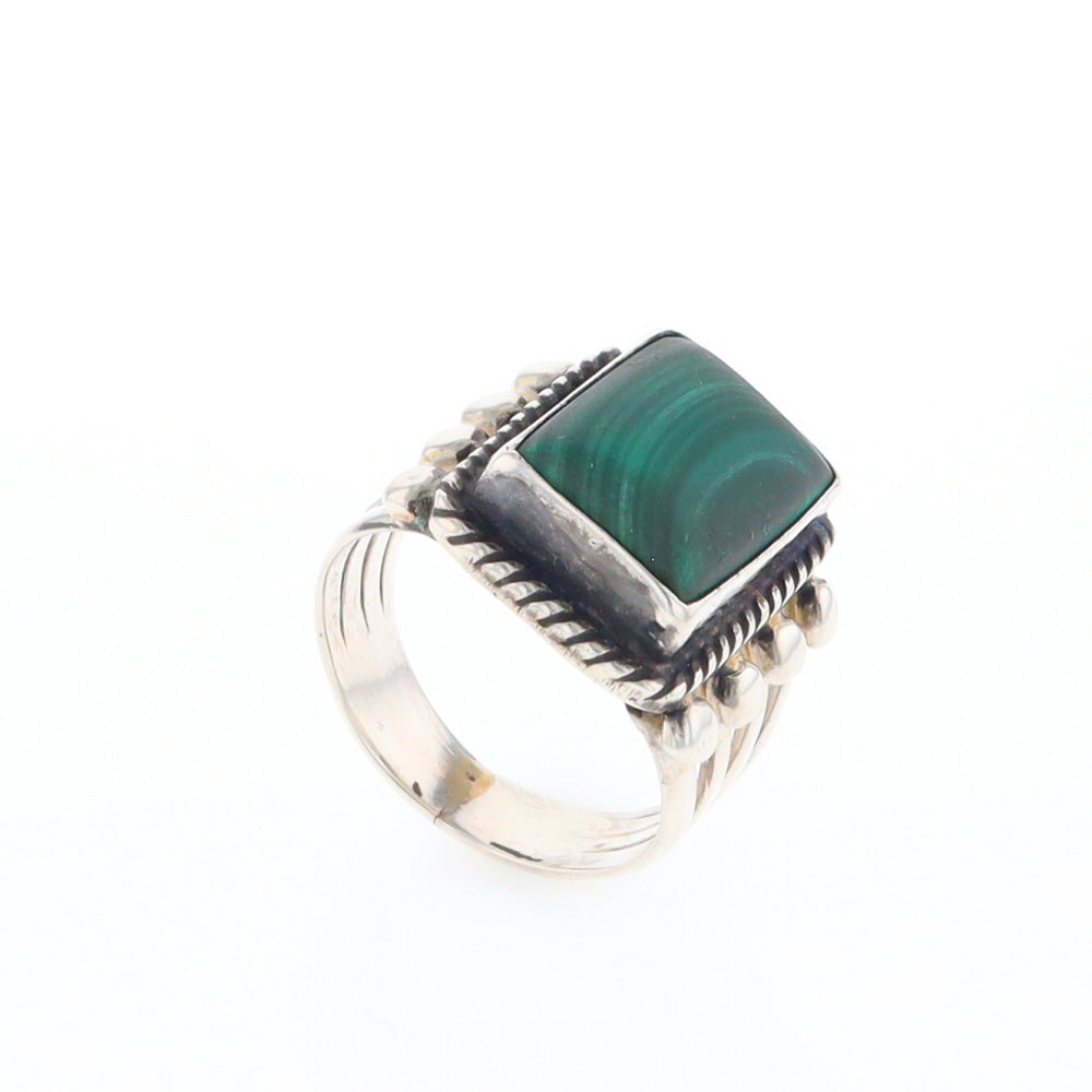 Native Rectangle Malachite Ring