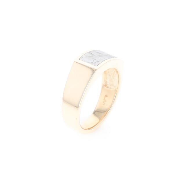 Rectangle Meteorite Inlaid Ring