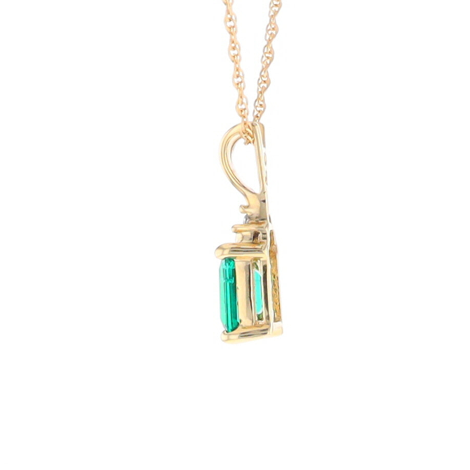 Synthetic Emerald Pendant with Diamond Accents