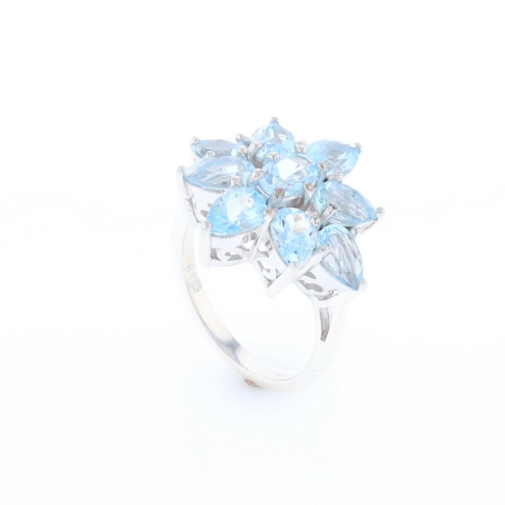 Blue Topaz Flower Ring