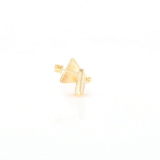 Gold Quartz Earrings Triangle Inlaid Studs - G2