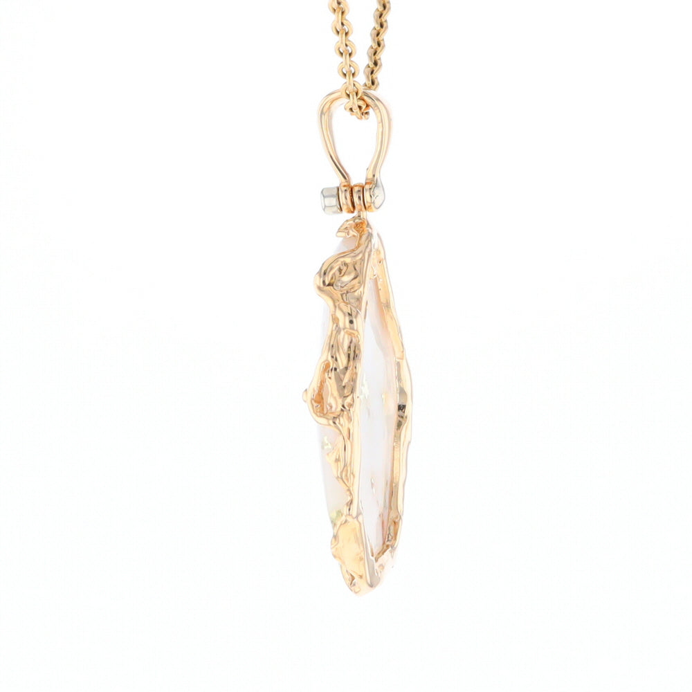 Gold Quartz Freeform Pendant