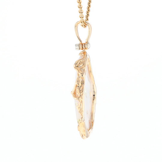 Gold Quartz Freeform Pendant