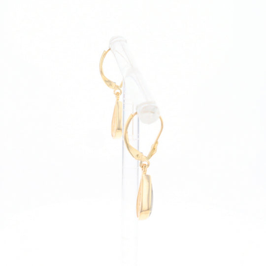 Gold Quartz Earrings Tear Drop Inlaid Lever Backs