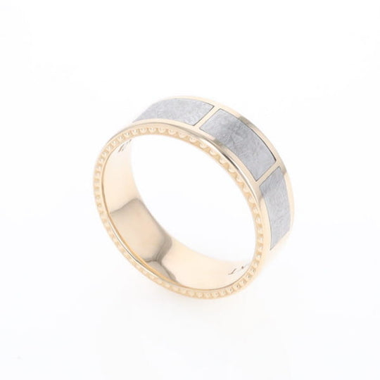 3 Section Men's Meteorite  Milgrain Topped Ring