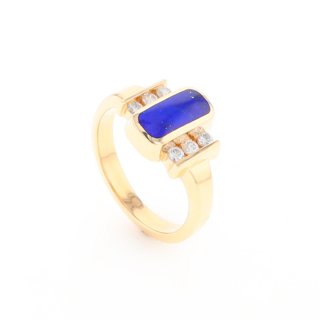 Lapis 0.24ctw Diamond Ring