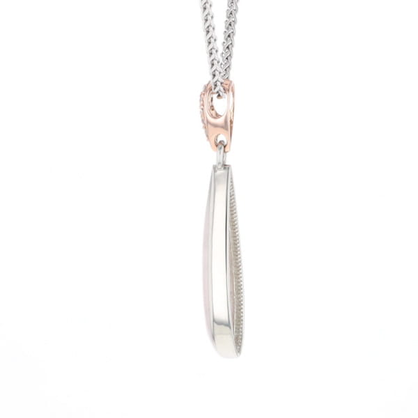 Rose Quartz Teardrop Inlaid Pendant with .11ctw diamonds