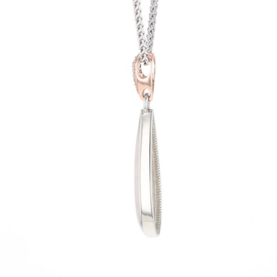 Rose Quartz Teardrop Inlaid Pendant with .11ctw diamonds
