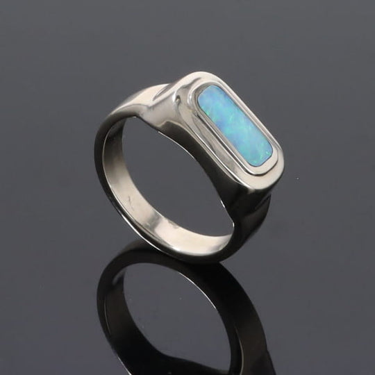 Opal Rings Rectangle Inlaid Design Lady's Ring