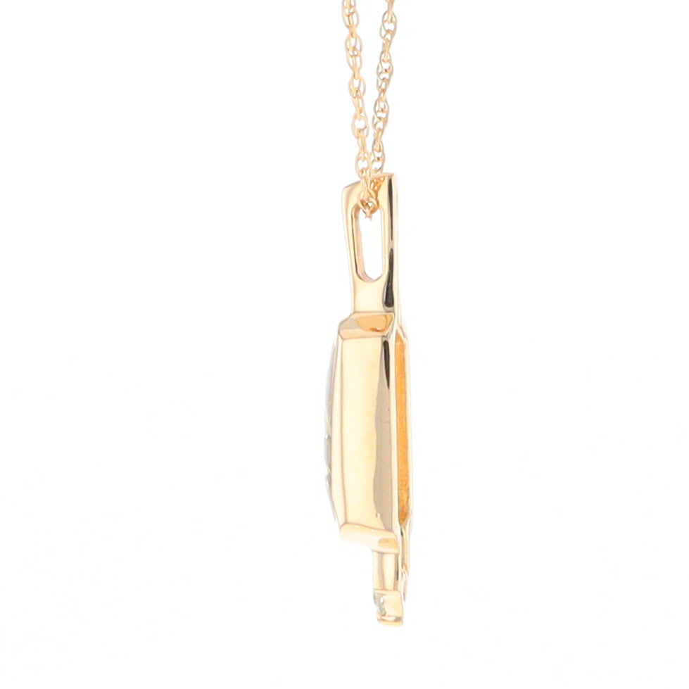 Gold Quartz Pendant with 0.04ctw Diamond Accent