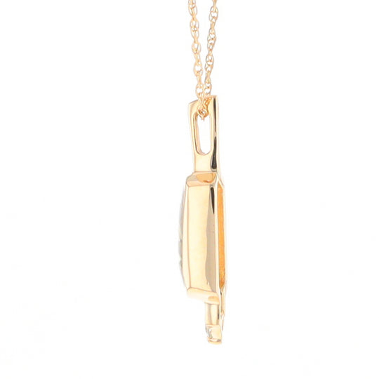 Gold Quartz Pendant with 0.04ctw Diamond Accent