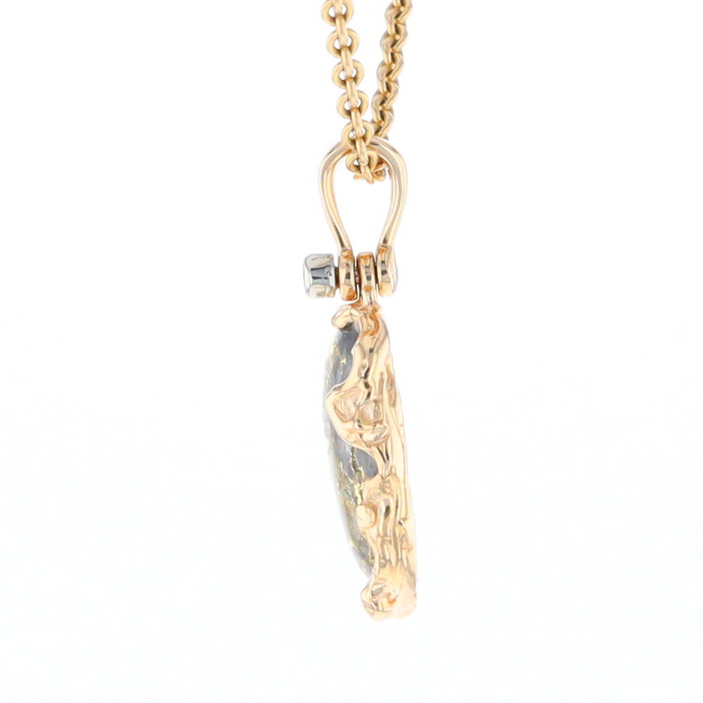 Serpentine & Gold Quartz Freeform Pendant