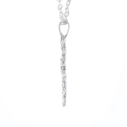 Sterling Silver Nugget Pattered Cross Necklace
