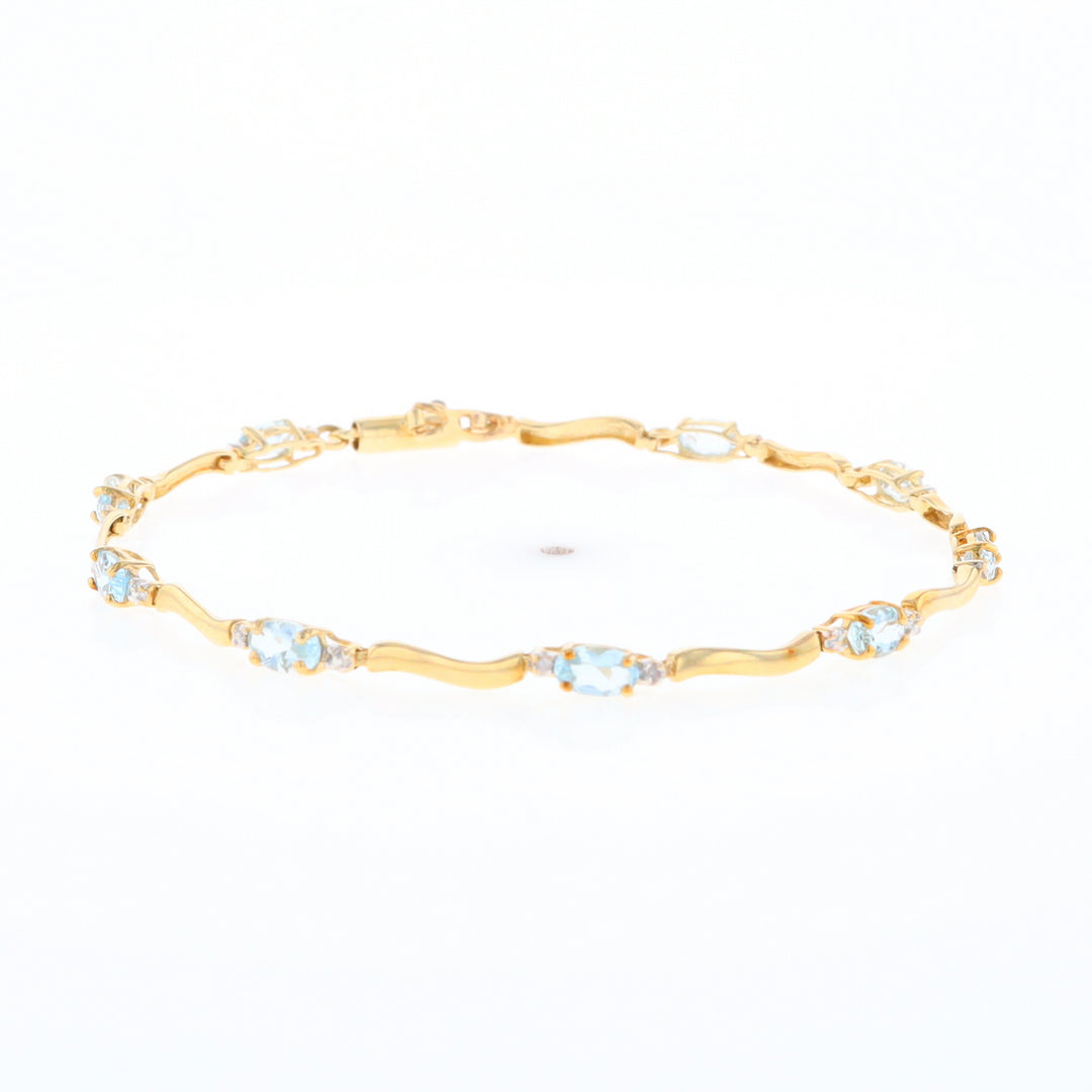 Aquamarine and Diamond Tennis Bracelet