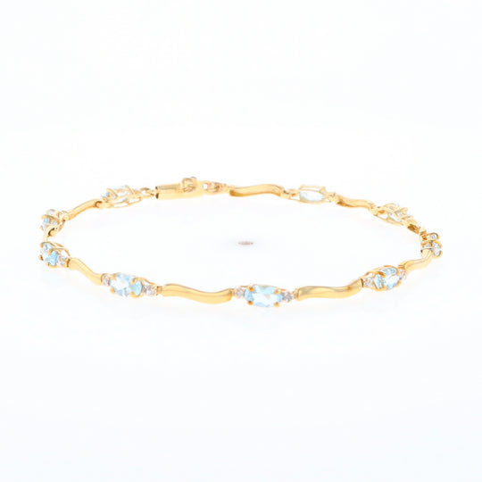 Aquamarine and Diamond Tennis Bracelet