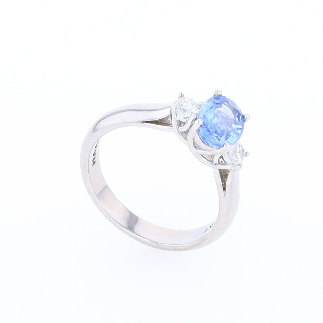 Ceylon Sapphire Three-Stone Trellis Ring