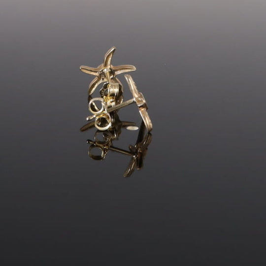 Opal Earrings Inlaid Realistic Star Fish Design Studs
