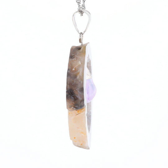 Druzy Quartz With Dangling Amethyst Pendant