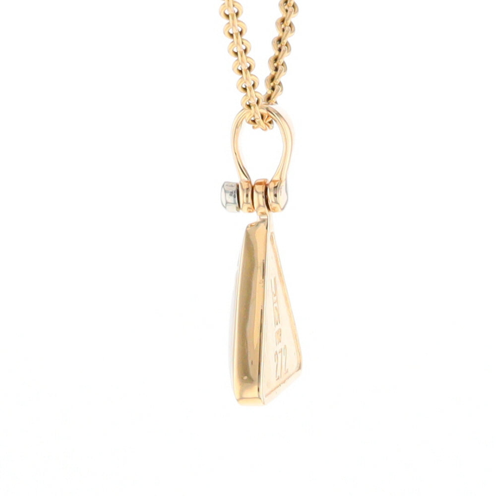 Gold Quartz Necklace Triangle Inlaid Pendant with .02ct Diamond