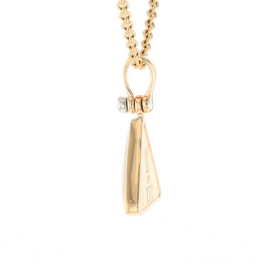 Gold Quartz Necklace Triangle Inlaid Pendant with .02ct Diamond