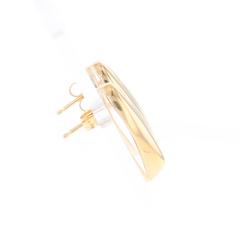 Oval Gold Quartz Inlaid Earrings - G2