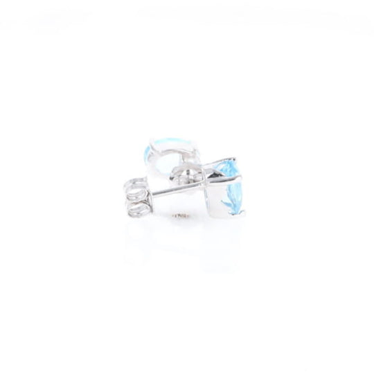 Oval Blue Topaz Stud Earrings
