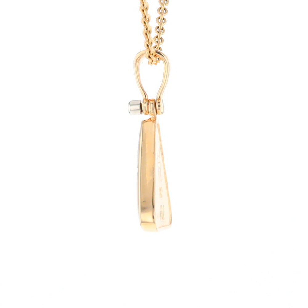 Gold Quartz Necklace Triangle Inlaid Pendant with .02ct Diamond