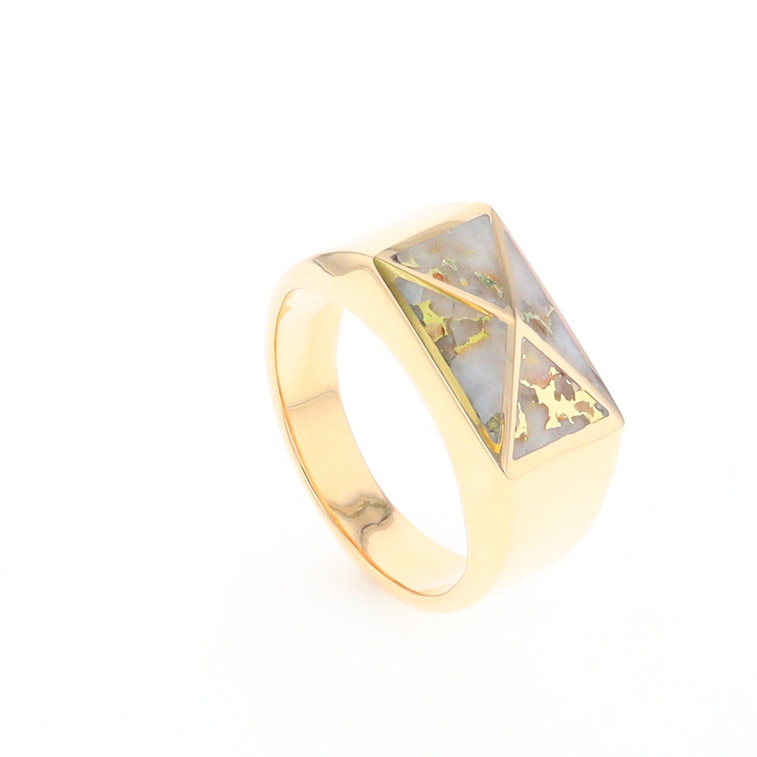 Four Section Gold Quartz Inlaid Men's Ring G2