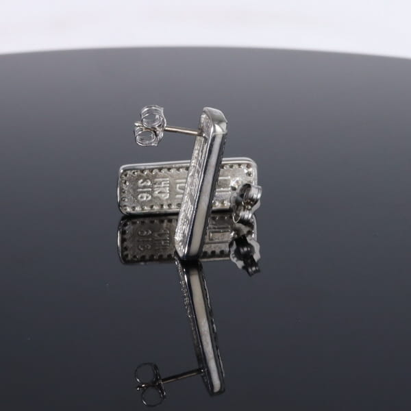 Opal Earrings Rectangle Inlaid with .50ctw Round Diamond Halo Studs