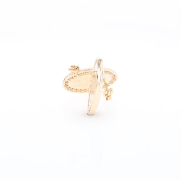 Gold Quartz Earrings Oval Inlaid Design .73ctw Round Diamonds Halo G2