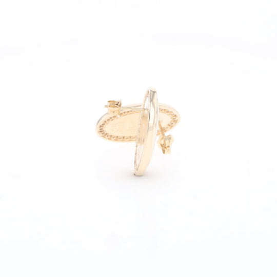 Gold Quartz Earrings Oval Inlaid Design .73ctw Round Diamonds Halo G2