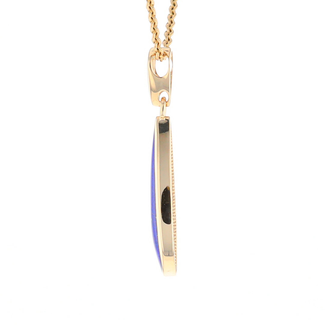 Lapis Tear Drop Inlaid Design Pendant