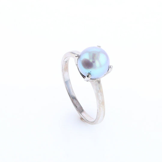 Gray Pearl Solitaire Ring