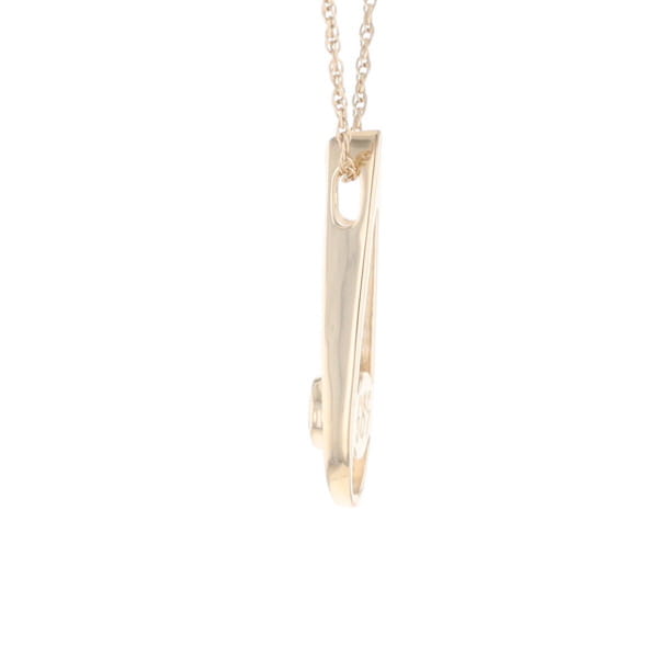 Open Teardrop Round Gold Quartz Inlaid Pendant