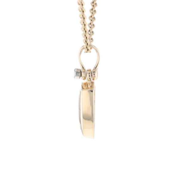 Gold Quartz Pendant Shield Shape Inlaid Pendant with .02ct Diamond