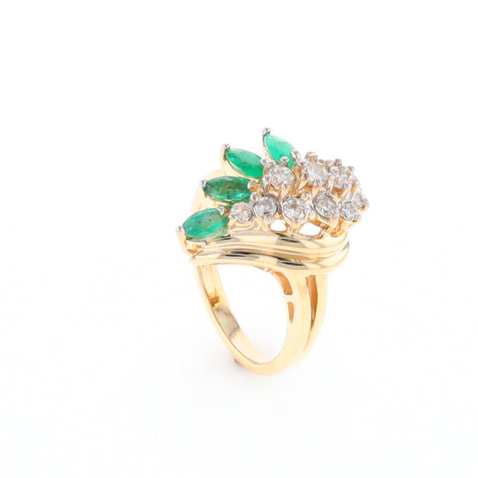 Emerald and Diamond Cluster Ring