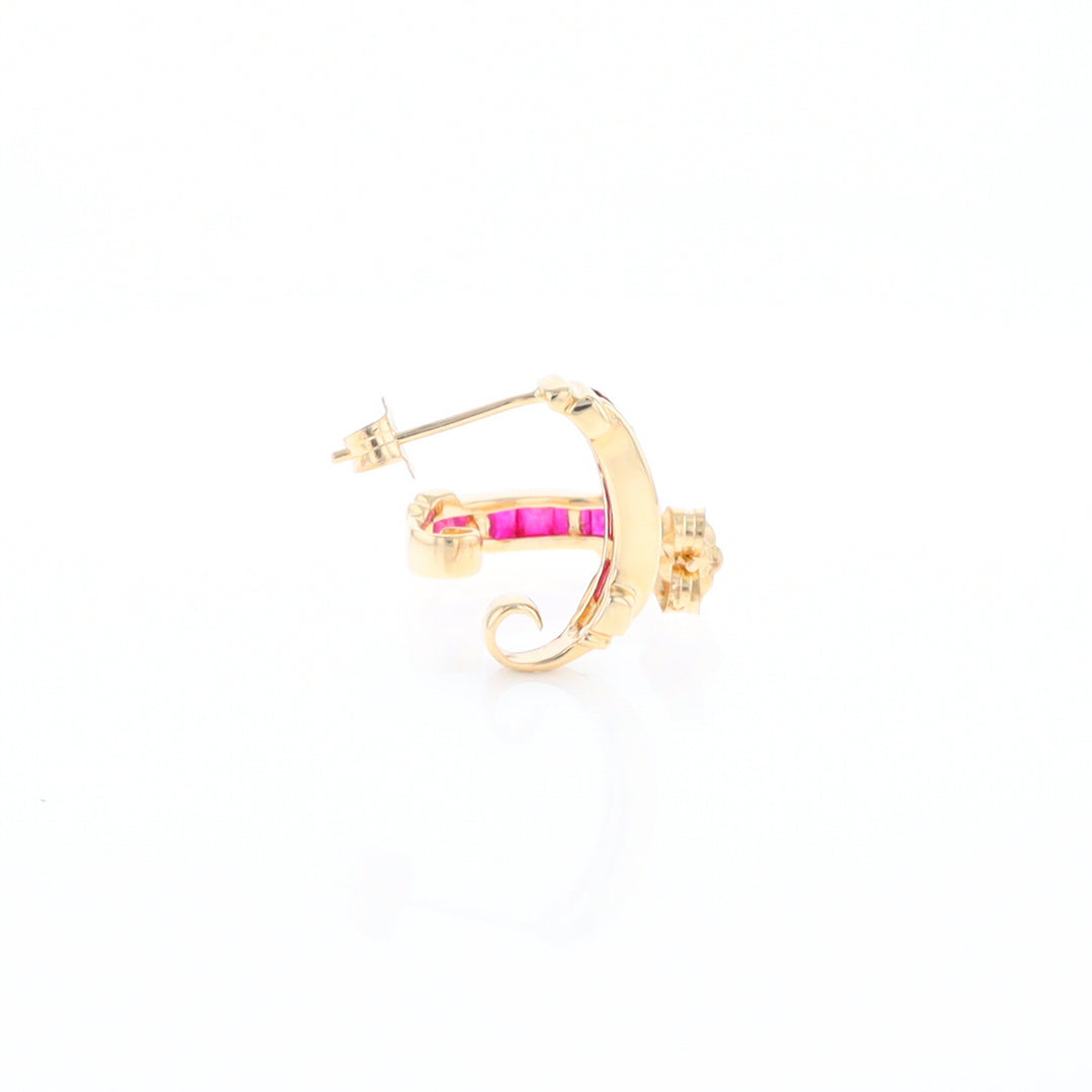 Channel Ruby Semi-Hoop Earrings