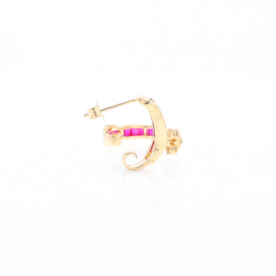 Channel Ruby Semi-Hoop Earrings