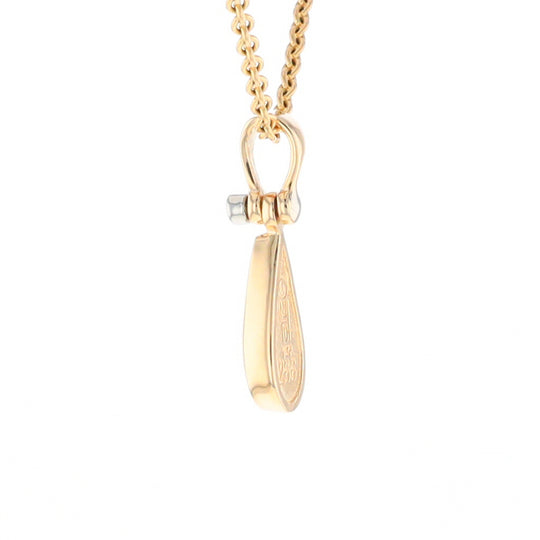 Gold Quartz Pendant Tear Drop Inlaid Design with .02ct Diamond