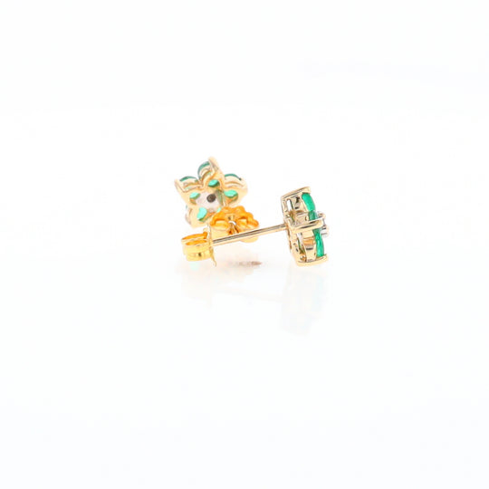 Emerald Flower Stud Earrings