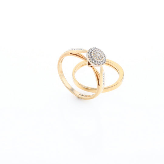 Gold Plated Silver Diamond Engagement Ring Set